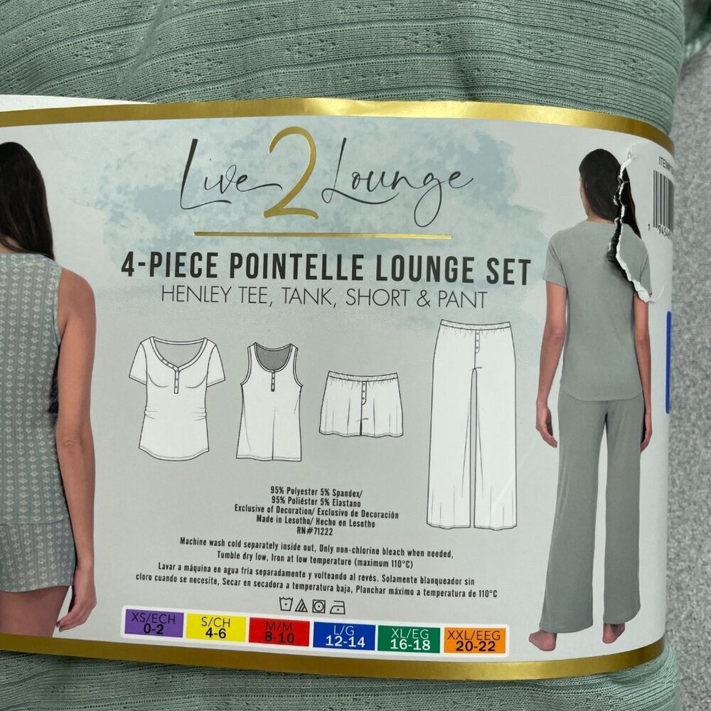 Live2Lounge Women's L 4-Piece Pointelle Lounge Pajamas Set N0004 - Picture 6 of 9